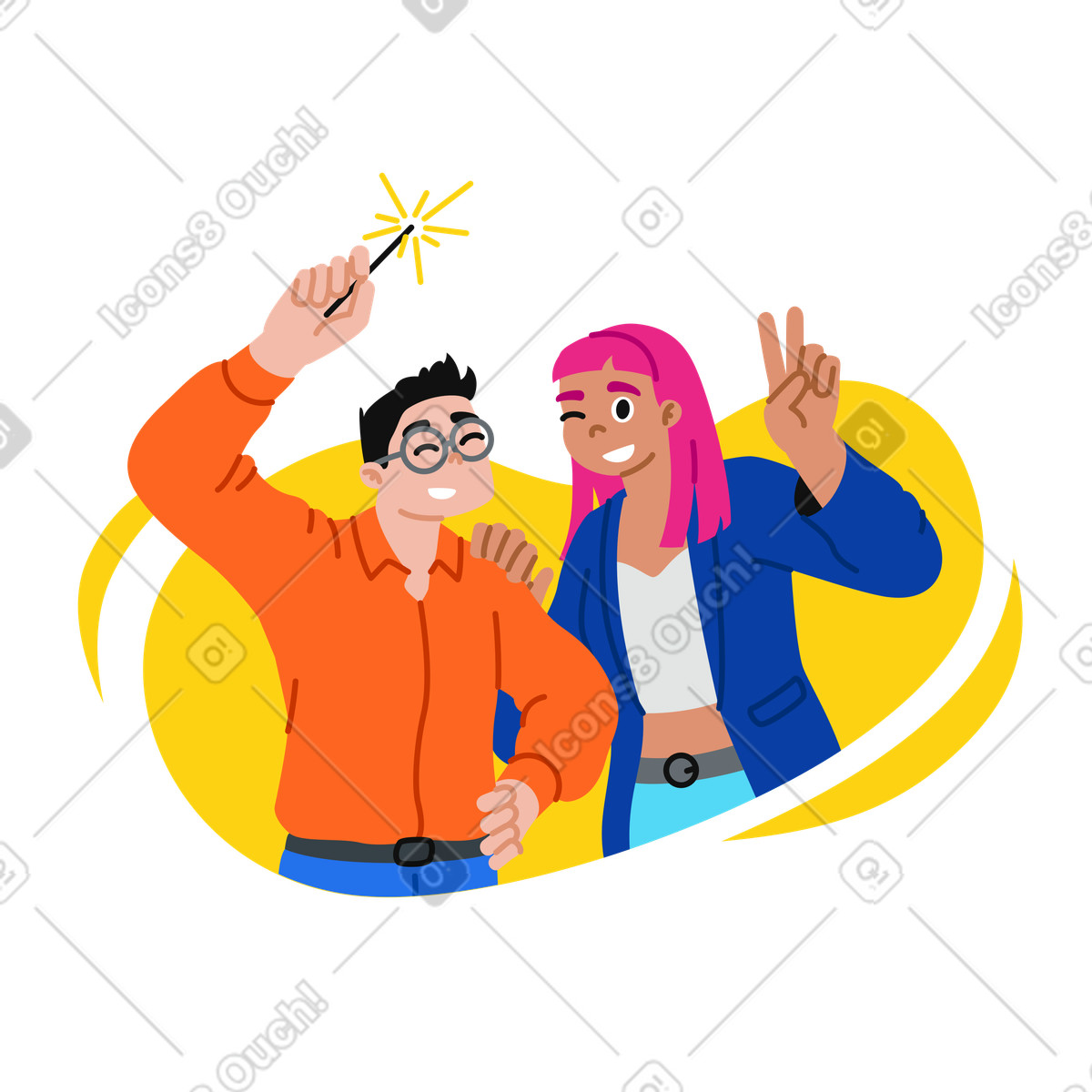 Иллюстрация Happy young people posing for photo в стиле Active — скачать в форматах PNG, SVG