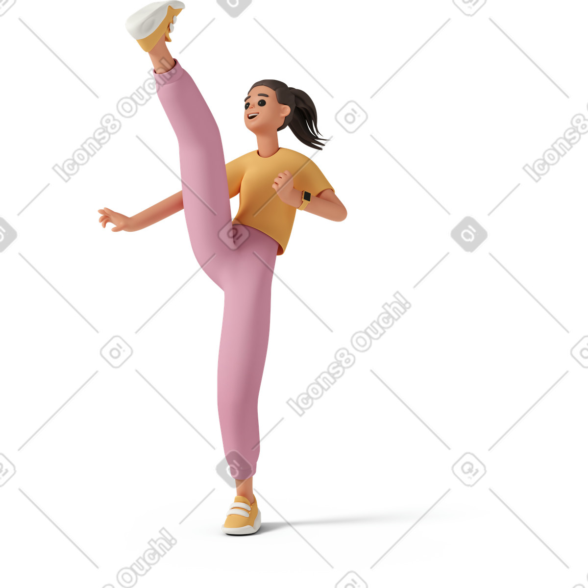 3D Casual life 스타일의 Young woman rejoicing success 일러스트레이션 PNG, SVG 다운로드