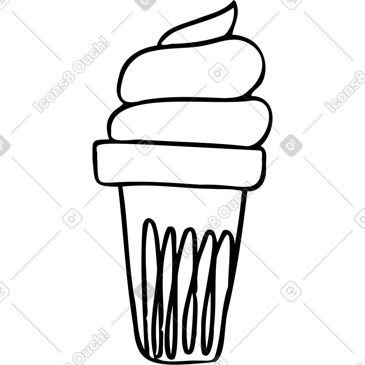 Gelato soft in un cono illustrazione stile Marks scarica PNG, SVG