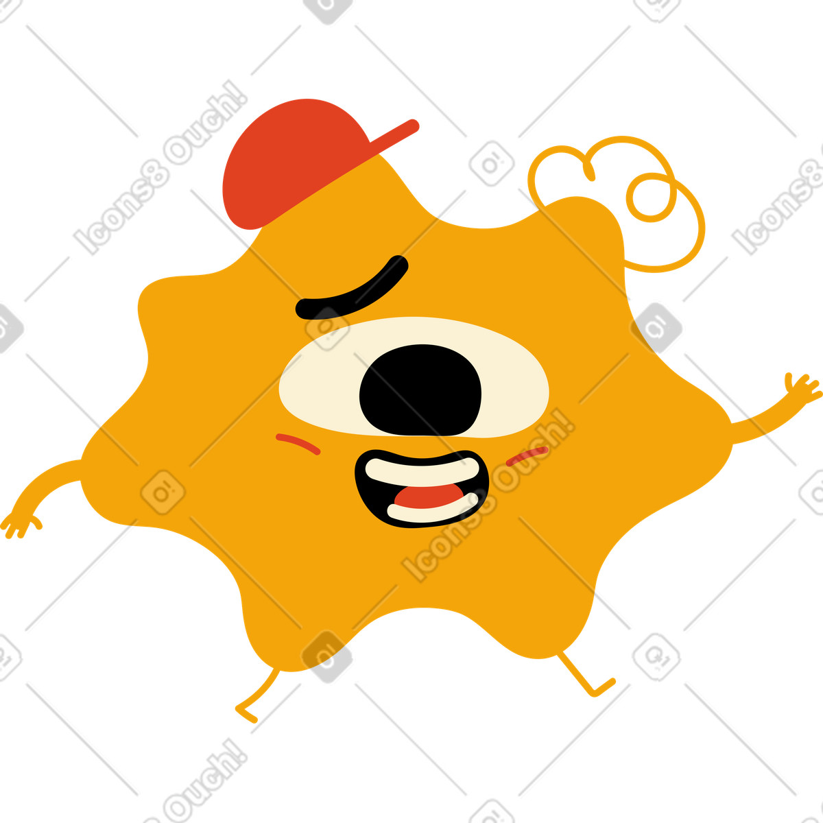 Ilustración Personaje amarillo de un solo ojo con gorra en estilo Jelly a descargar en PNG y SVG