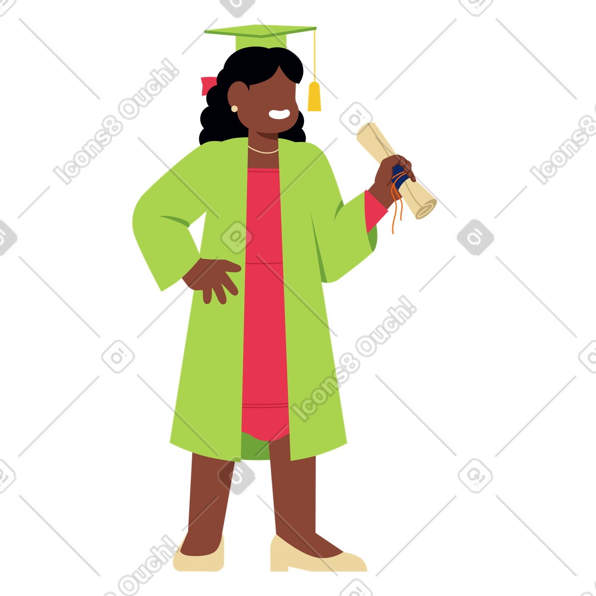 Young female graduate holding diploma illustration college clipart educational graphics