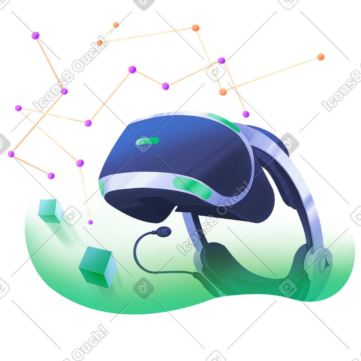 Visore e visualizzazione per realtà virtuale illustrazione in stile Smart scarica in PNG, SVG