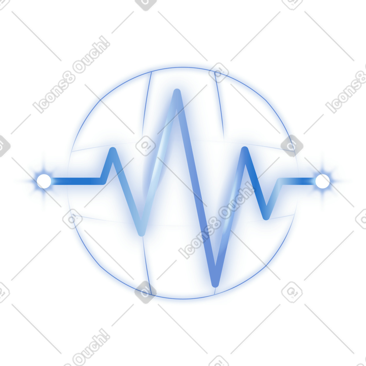 Electric heartbeat line in glowing circle, pulse and health monitoring, activity icon illustration Dimension style download PNG, SVG