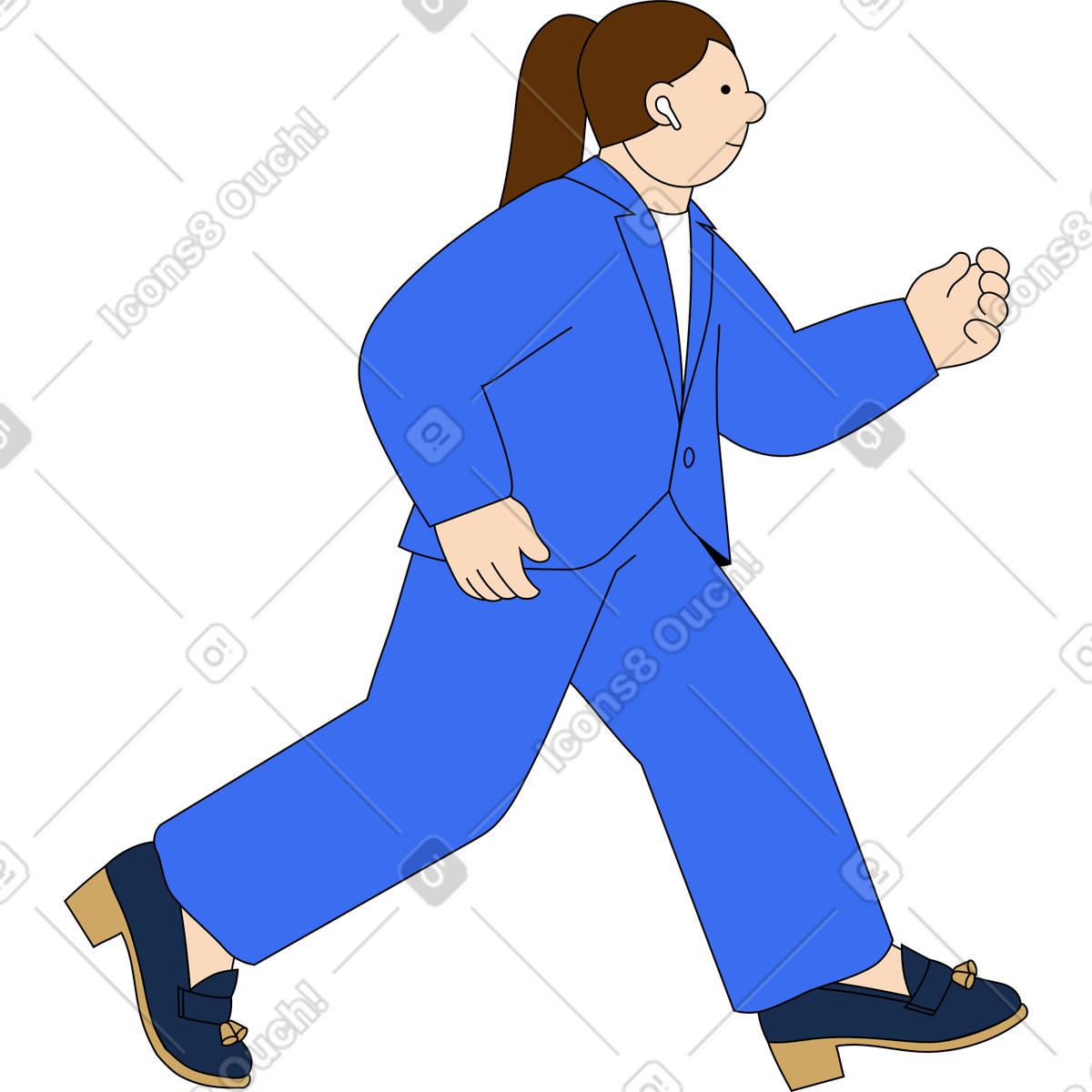 Illustration Jeune femme marchant quelque part dans le style Kindy à télécharger aux formats PNG, SVG