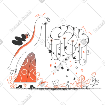 Woman working with neural network and programming PNG, SVG