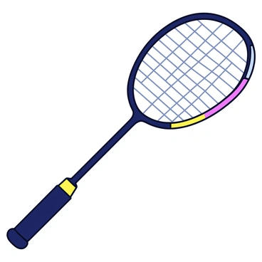 A high-tech badminton racket featuring a carbon fiber frame. The frame has a sleek and streamlined design. Vibrant color accents run along the handle and the edges of the racket, adding a dynamic visual appeal. The strings are tightly woven and have a shiny appearance. The racket is positioned diagonally against a plain background.