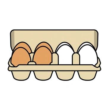 An open egg carton made of light cardboard with eight slots visible. Inside, there are four brown eggs and four white eggs arranged neatly. The brown eggs have a smooth shell texture, while the white eggs have a glossy appearance. The carton has a subtle shadow underneath, and a few eggs look slightly tilted, as if ready to be taken out. The background is simple and unobtrusive, allowing the focus to remain on the colorful eggs.