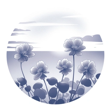 A picturesque view of geraniums silhouetted against a vibrant sunset