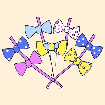 A watercolor painting featuring a whimsical array of bow ties