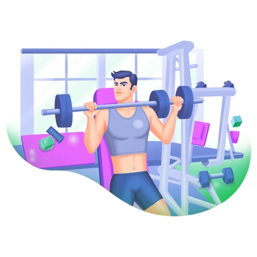 A focused athlete is positioned on a chest press machine, with hands gripping the handles firmly. The athlete is wearing a fitted workout shirt and shorts, showcasing a determined expression. Weights are visibly stacked on either side of the machine, indicating a significant load being lifted. The background features modern gym equipment, including dumbbells and exercise mats. Soft natural light filters through large windows, casting gentle shadows across the gym floor. The walls are painted in calming pastel colors, creating a motivating atmosphere.