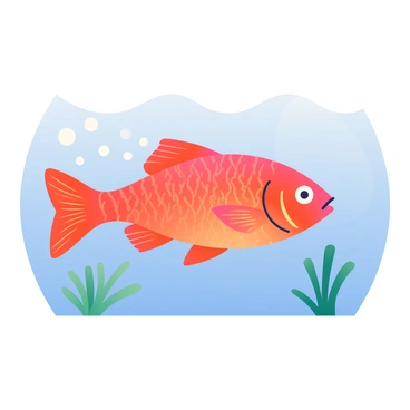 A vibrant redfish is swimming swiftly through clear blue water. The fish has shimmering scales that reflect light, creating a vivid contrast against the water. As it moves, it leaves a trail of small white bubbles rising to the surface. The fish's tail is fanned out, showcasing its bright color and streamlined shape. Surrounding the fish, the water is clear, allowing visibility of a few small aquatic plants swaying gently in the current.