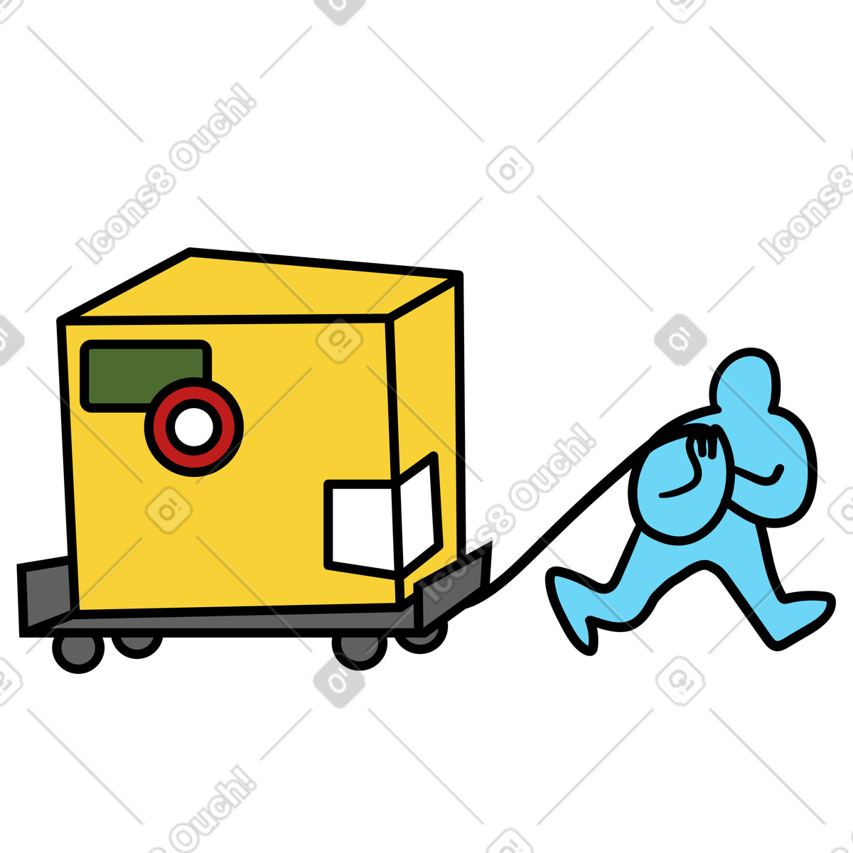 Wiggle スタイルの 配送カートによる荷物の運搬、物流・配送サービス のイラストをPNG、SVG形式でダウンロード