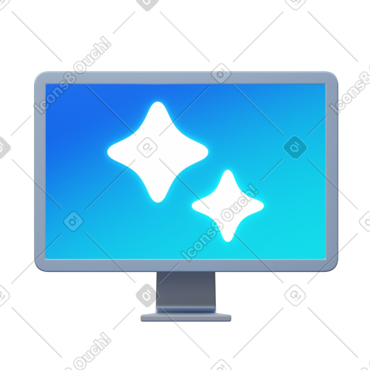 3D AI Powered Computer illustration in PNG, SVG