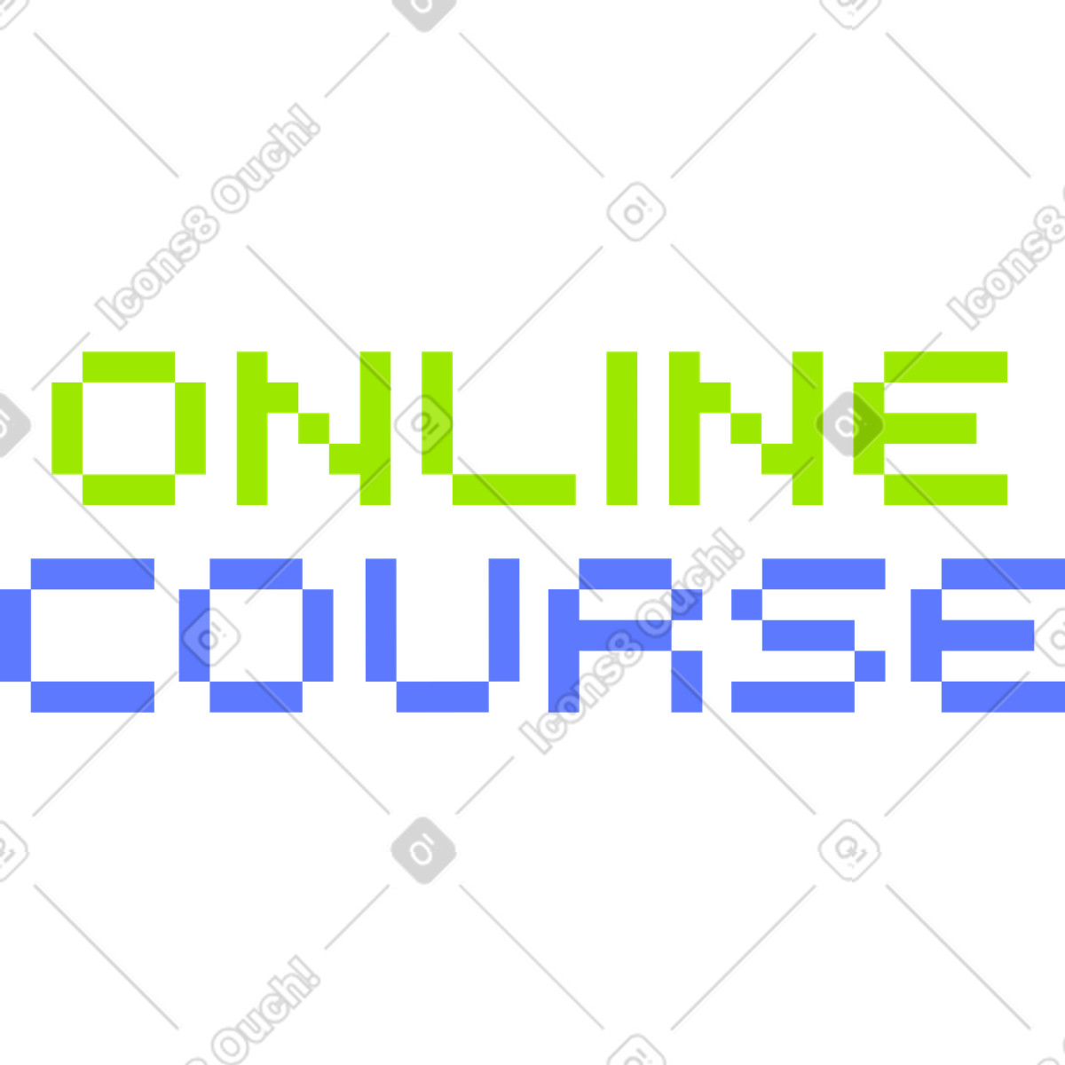 Lettering online course text illustration in 8bit style download in PNG, SVG