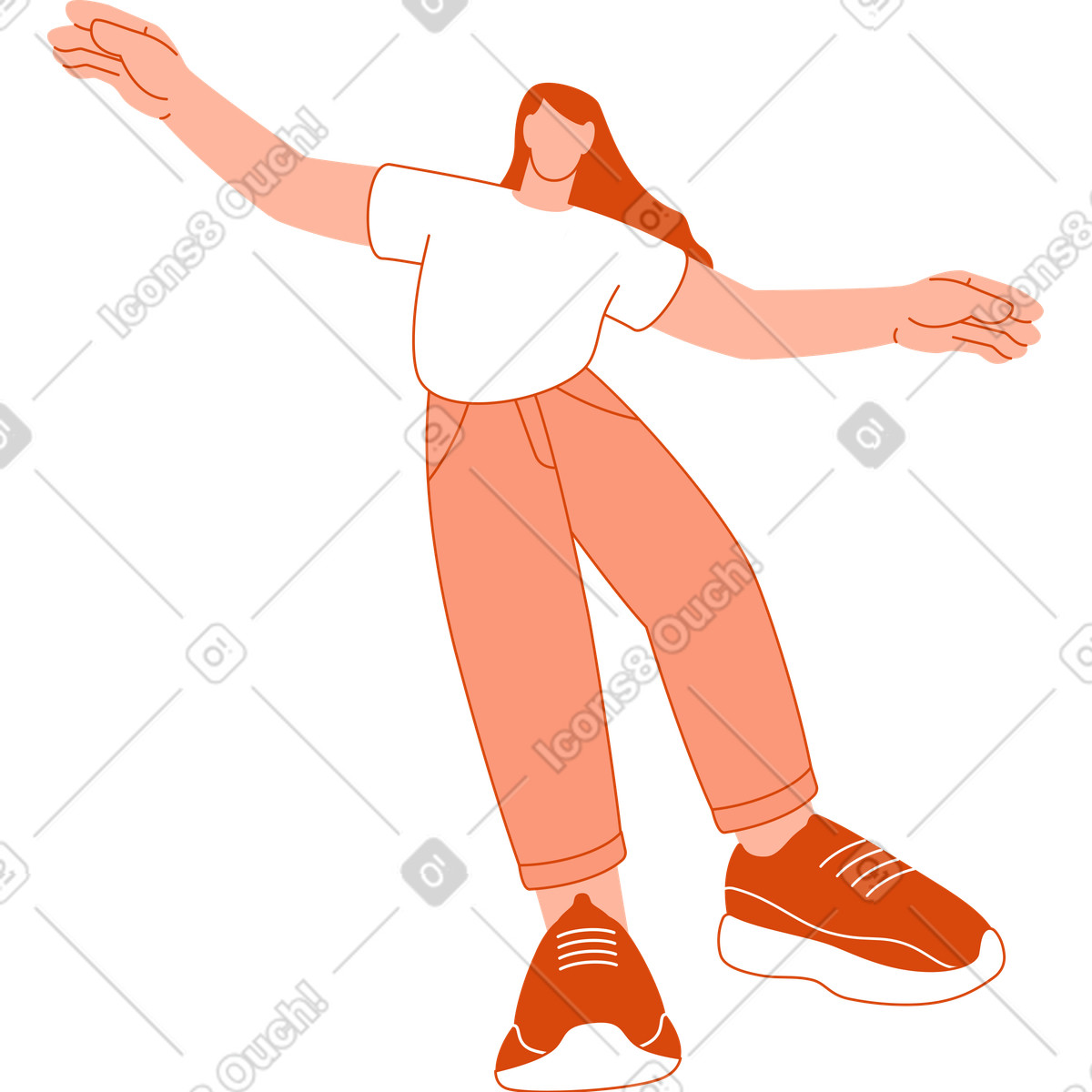 Illustration Femme en équilibre dans le style Orange à télécharger aux formats PNG, SVG