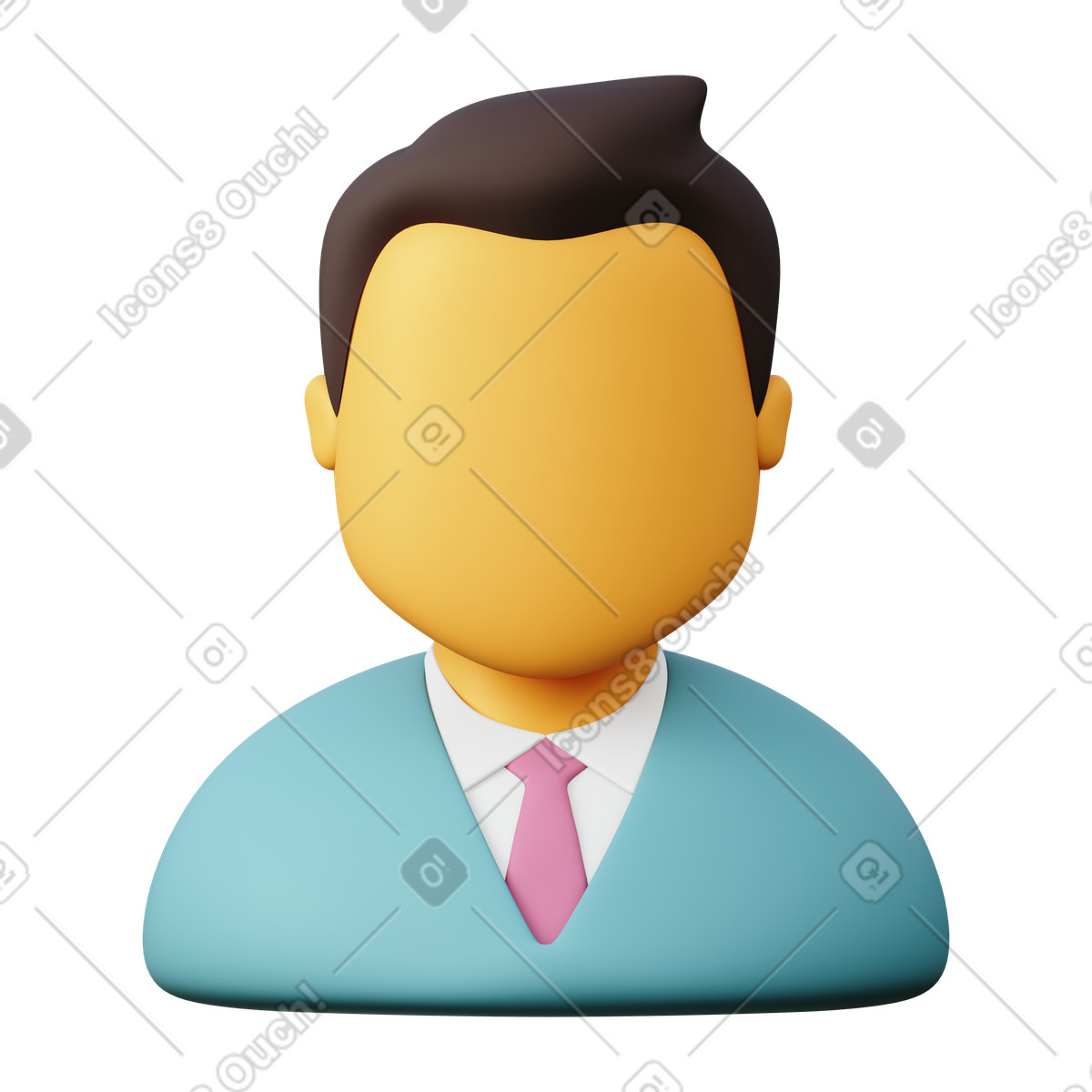 Gesichtsloser geschäftsmann-Illustration im 3D Sugary-Stil als Download in PNG, SVG