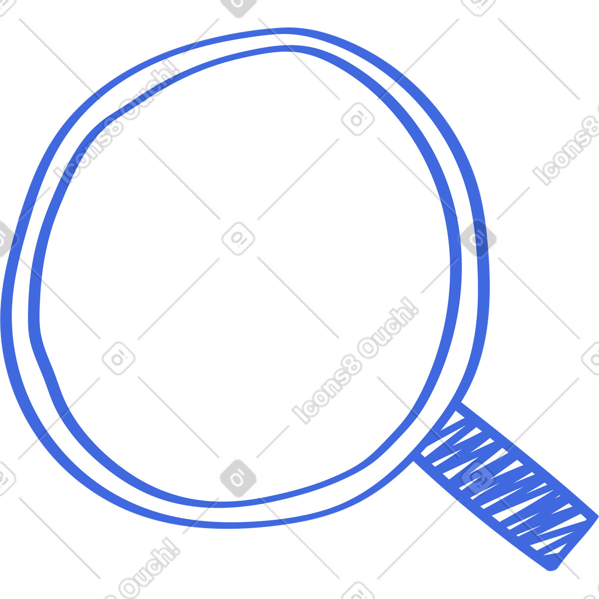 Ilustración Magnifying glass outline simple blue line drawing for search symbol en estilo Ballpoint Pen a descargar en PNG y SVG