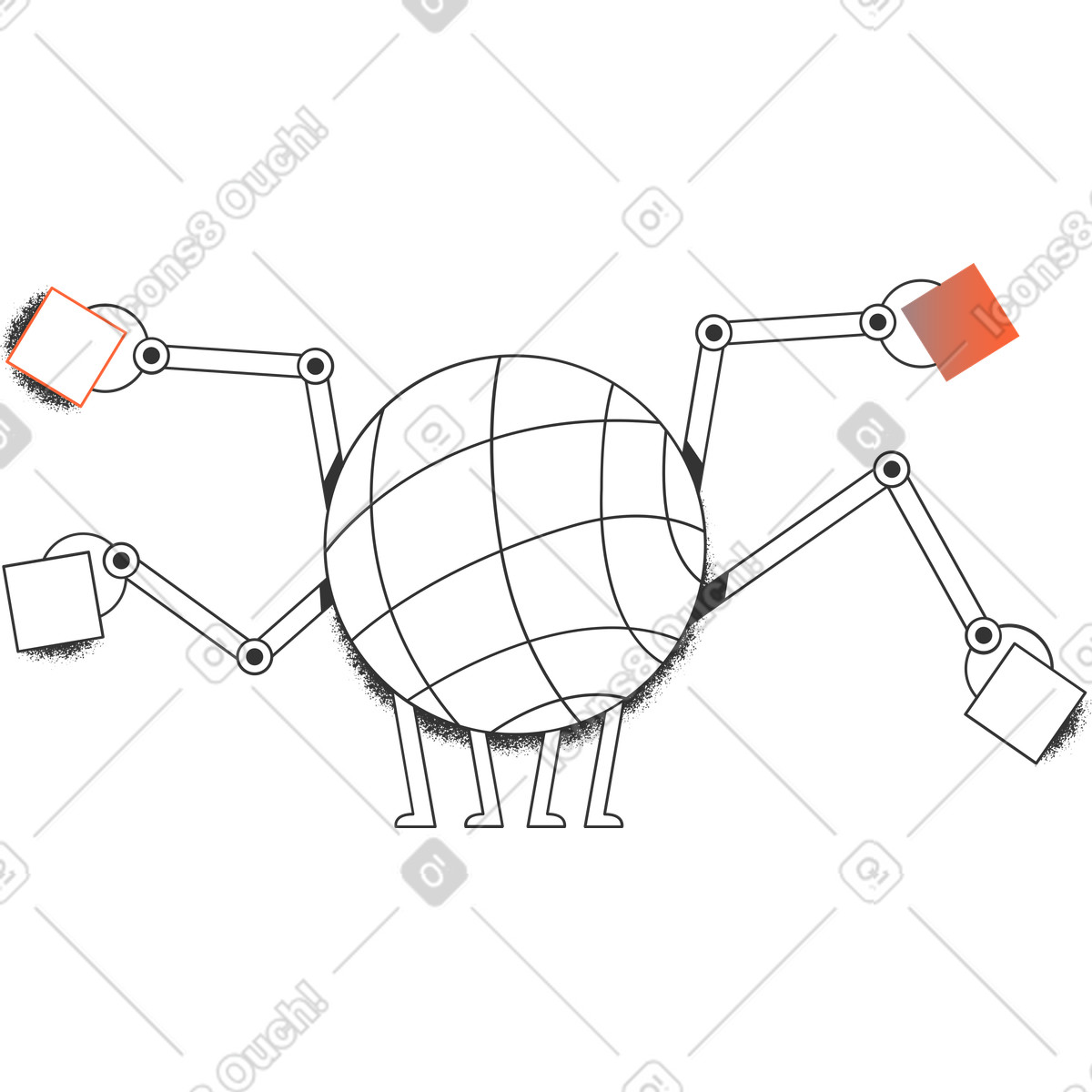 Ilustração de Robô com retângulos em no estilo Crayon para baixar em PNG, SVG