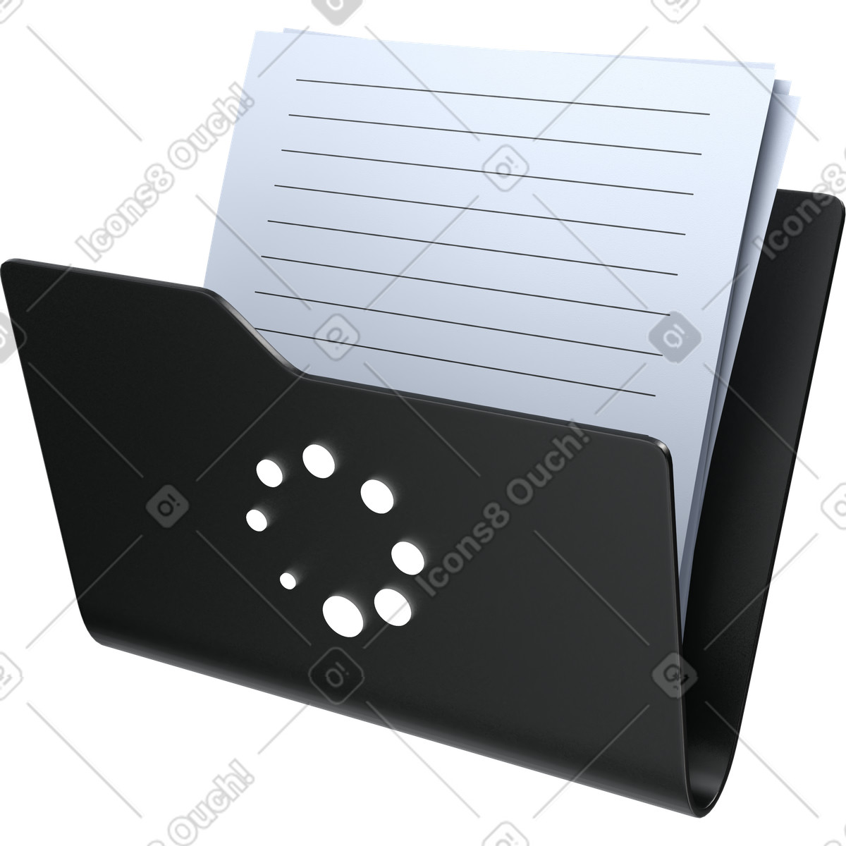 Icona cartella documenti, sistema di gestione file, archiviazione digitale illustrazione in stile 3D Pro scarica in PNG, SVG