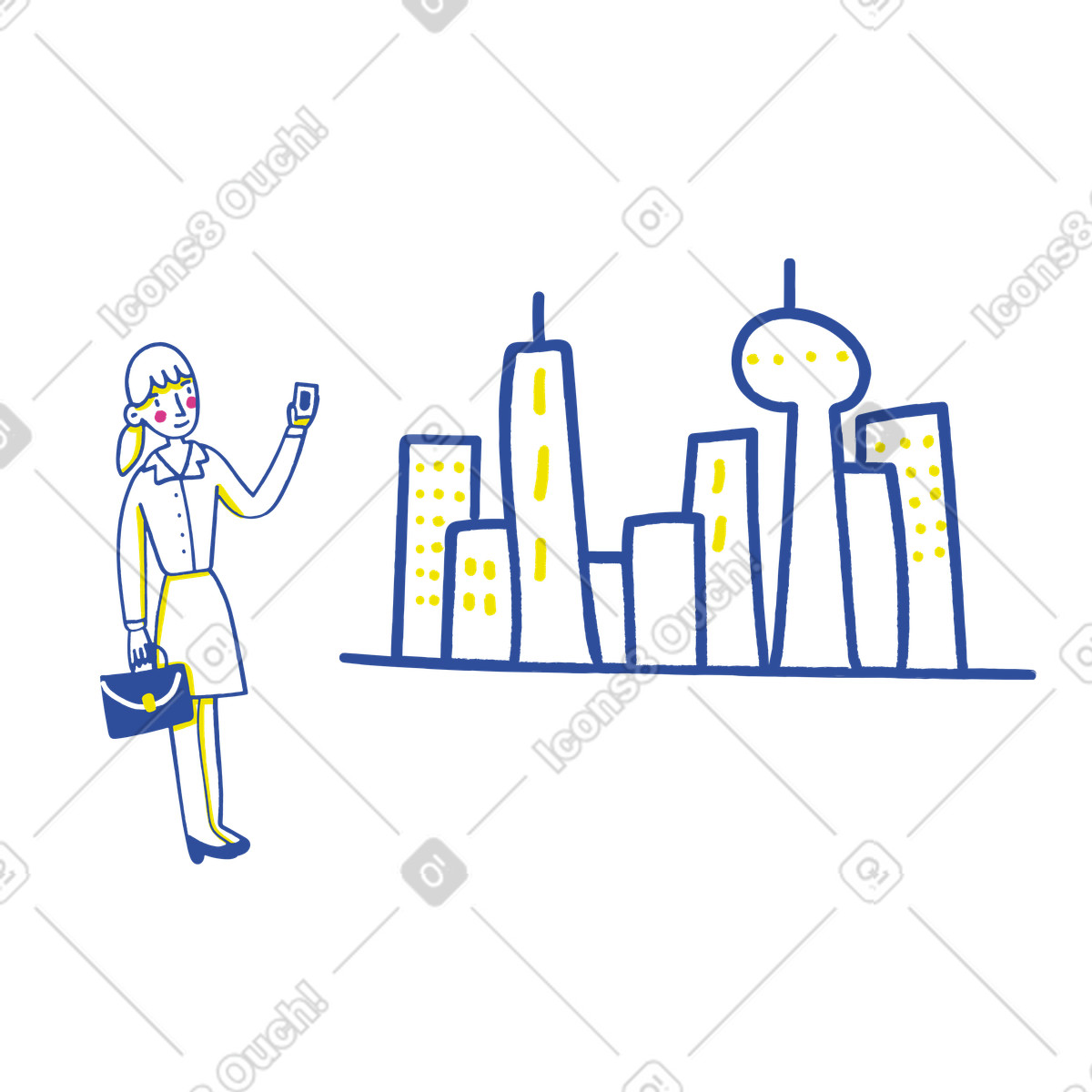 Lime スタイルの 女性が仕事に行く のイラストをPNG、SVG形式でダウンロード
