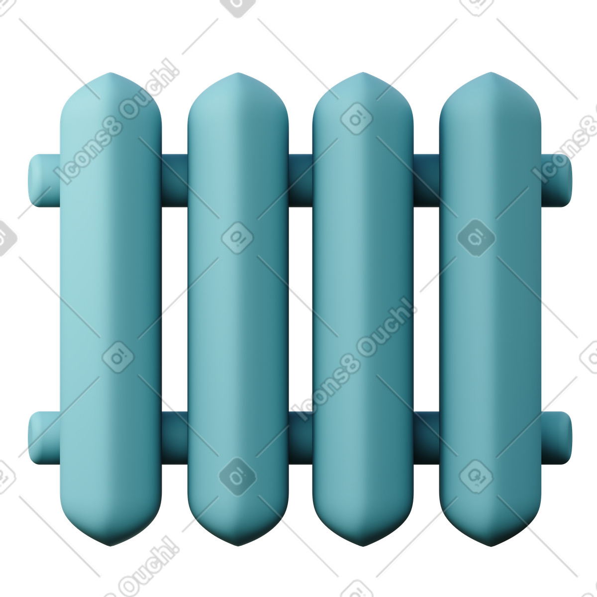 Türkisfarbener heizkörper-Illustration im 3D Sugary-Stil als Download in PNG, SVG
