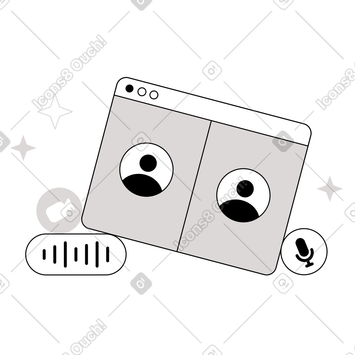Digitale kommunikation per video-call-Illustration im Shade-Stil als Download in PNG, SVG
