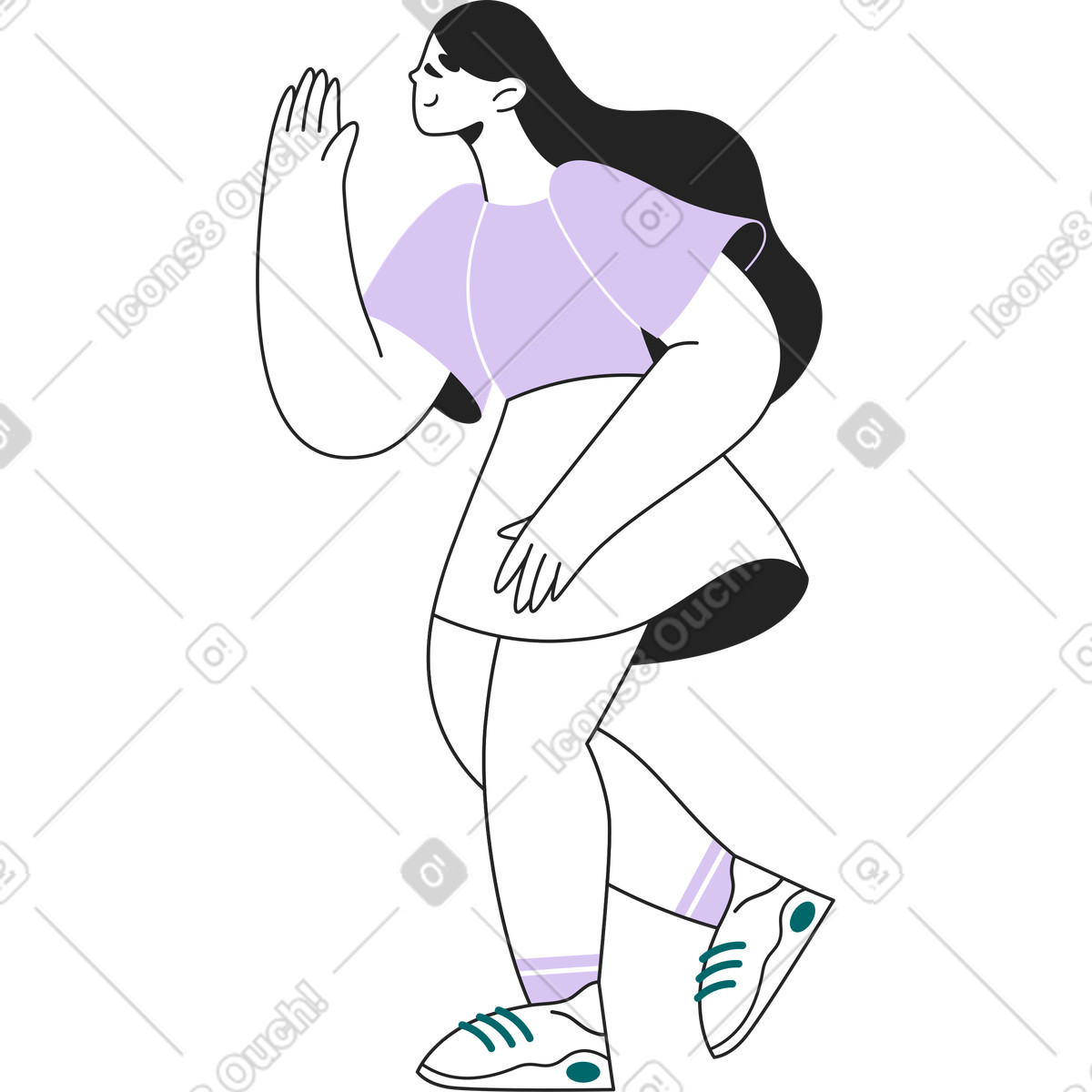 Sammy Line スタイルの 女性は5を与える のイラストをPNG、SVG形式でダウンロード
