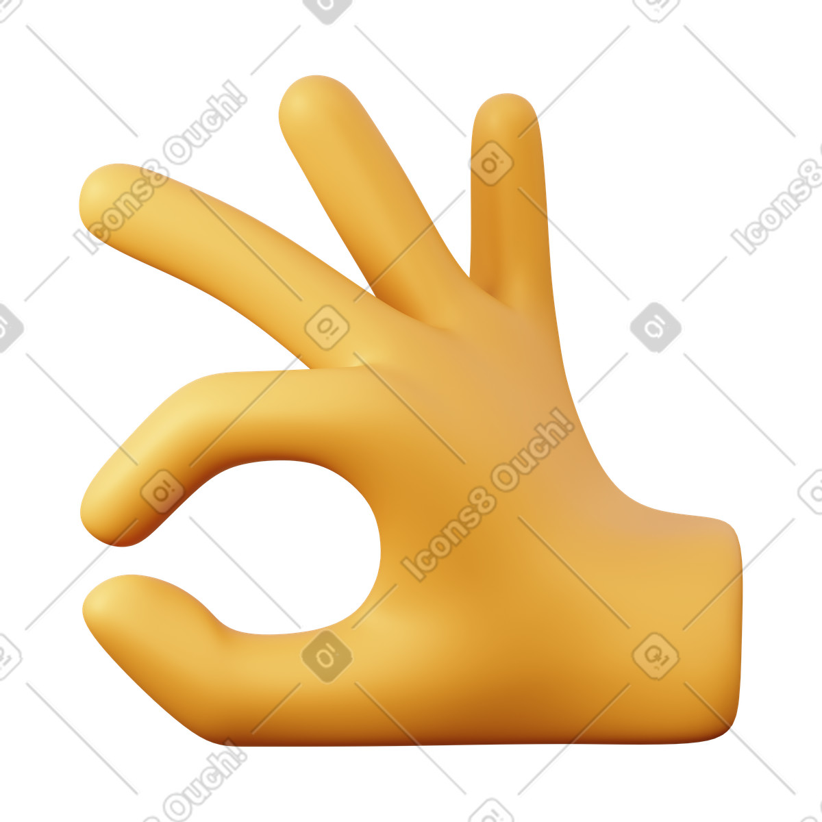 Ok hand illustrazione in stile 3D Sugary scarica in PNG, SVG