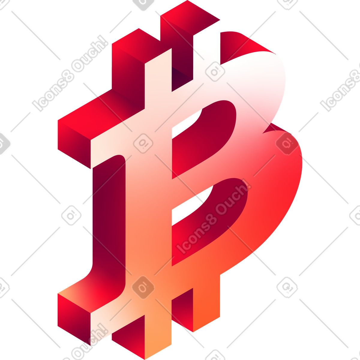 Illustration Symbole bitcoin rouge dans le style Glare à télécharger aux formats PNG, SVG