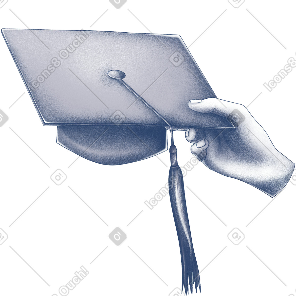 Hand hält einen akademischen hut-Illustration im Haze-Stil als Download in PNG, SVG