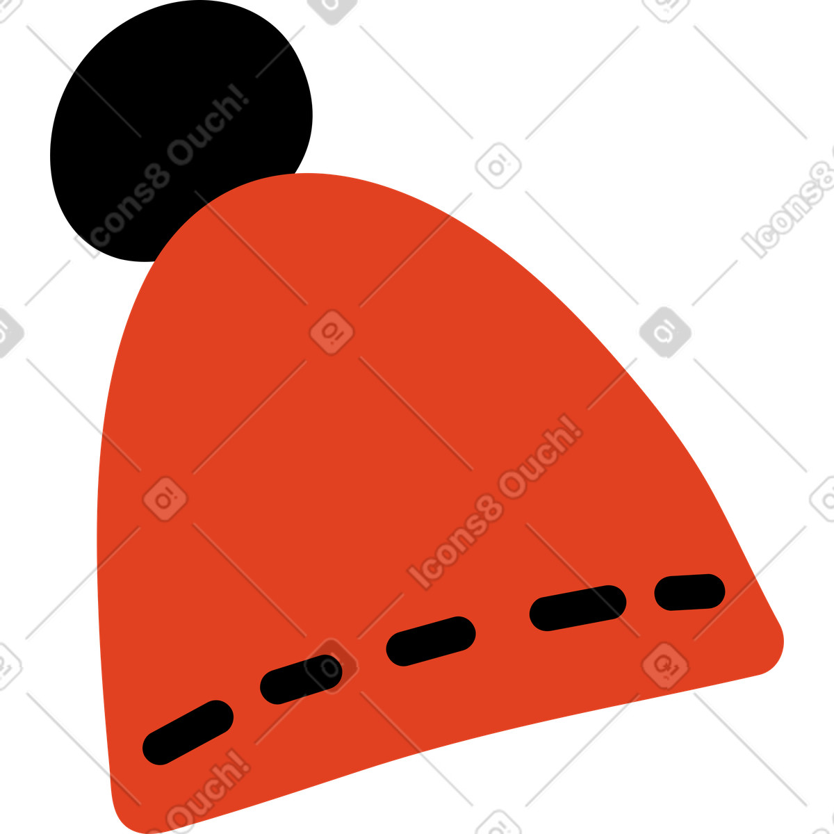 Red hat with pompom illustration in Jelly style download in PNG, SVG