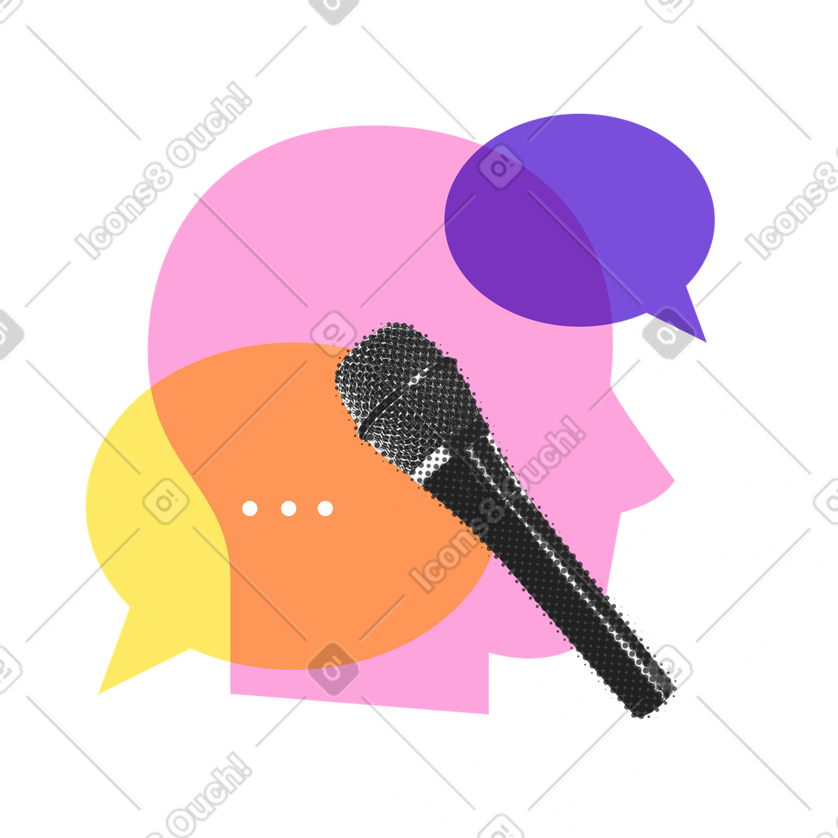 Speaking club and speaking practice  illustration in PNG, SVG