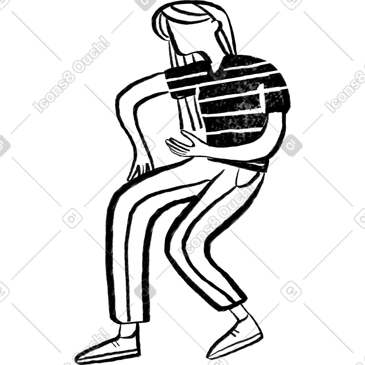 Ilustração de Black and white woman sitting with her hand on a back of chair em no estilo Company para baixar em PNG, SVG