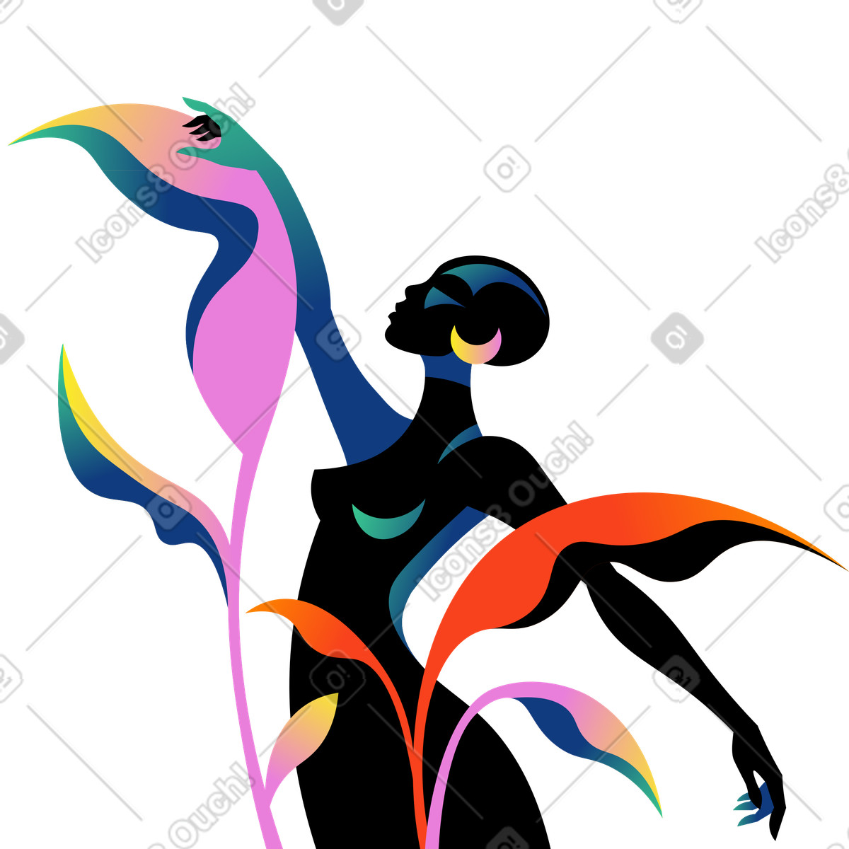 Illustration Unity with nature, Calmness and wellness dans le style Amani à télécharger aux formats PNG, SVG