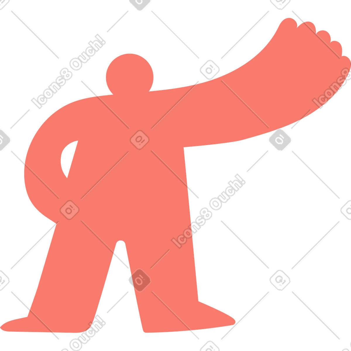 Ilustração de Character silhouette raising oversized hand gesture for greeting or attention em no estilo Bold People para baixar em PNG, SVG