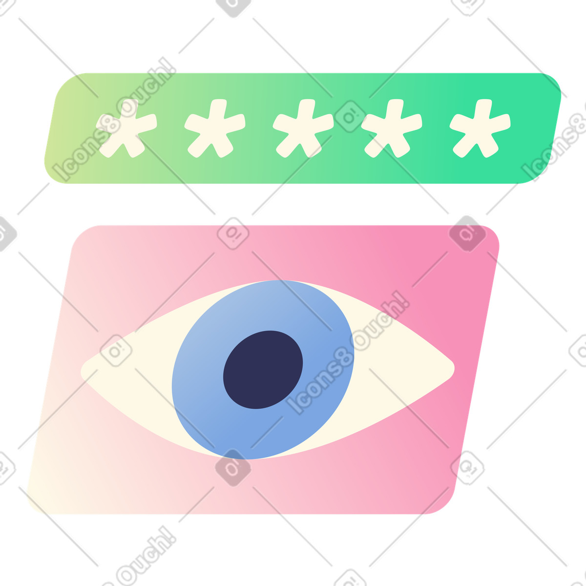 Ilustração de Campo senha com olho, autenticação usuário e controle privacidade em no estilo Beam para baixar em PNG, SVG