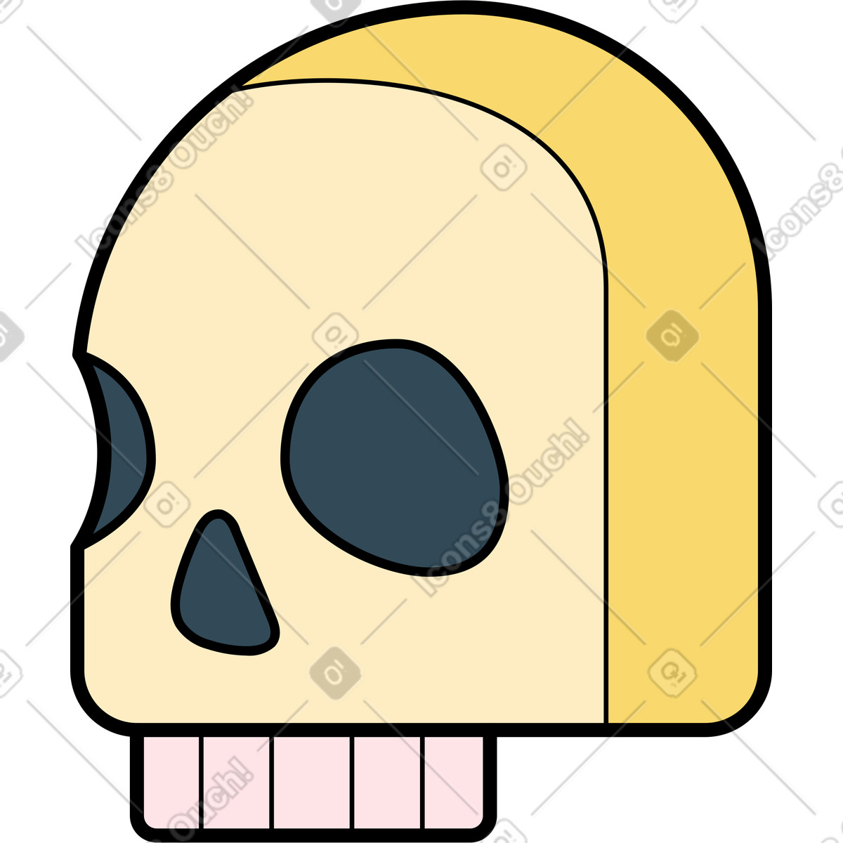 Ilustração de Crânio em no estilo Surr para baixar em PNG, SVG