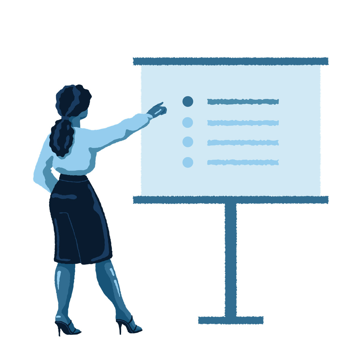 Illustration A woman selecting bullet point dans le style Cherry à télécharger aux formats PNG, SVG