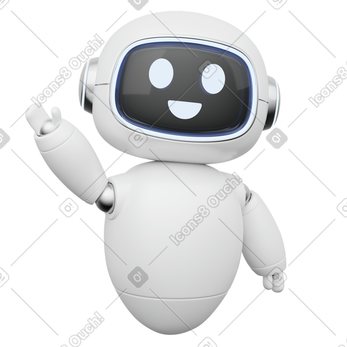 Chatbot assistant waving hello with welcoming smile for onboarding illustration in 3D Playful style download in PNG, SVG
