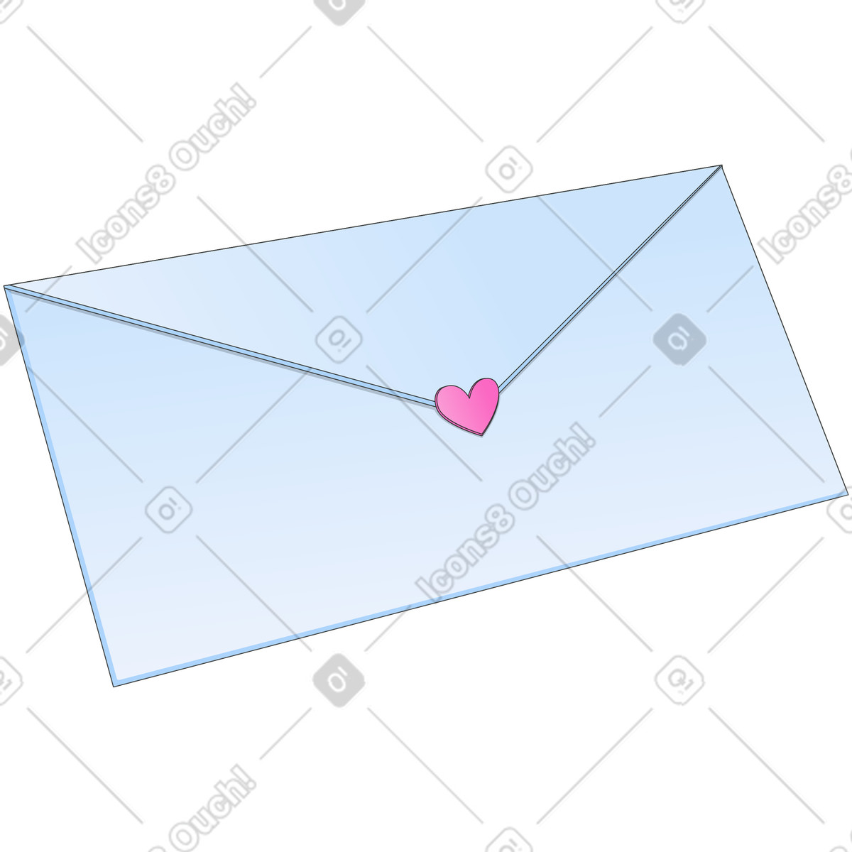 Umschlag mit herz-Illustration im Kit-Stil als Download in PNG, SVG