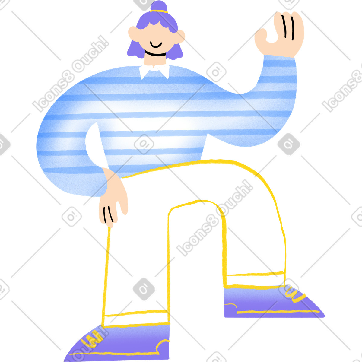 Person standing with one foot put on something and arm up-Illustration im Bonny-Stil als Download in PNG, SVG