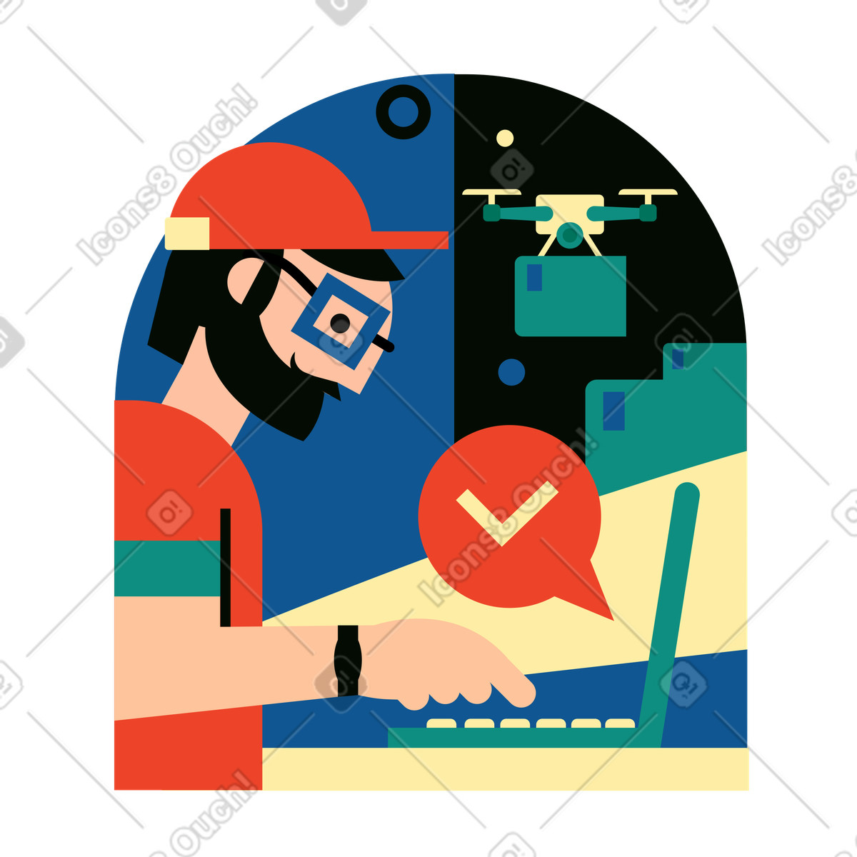Ordine consegnato illustrazione in stile Polar scarica in PNG, SVG