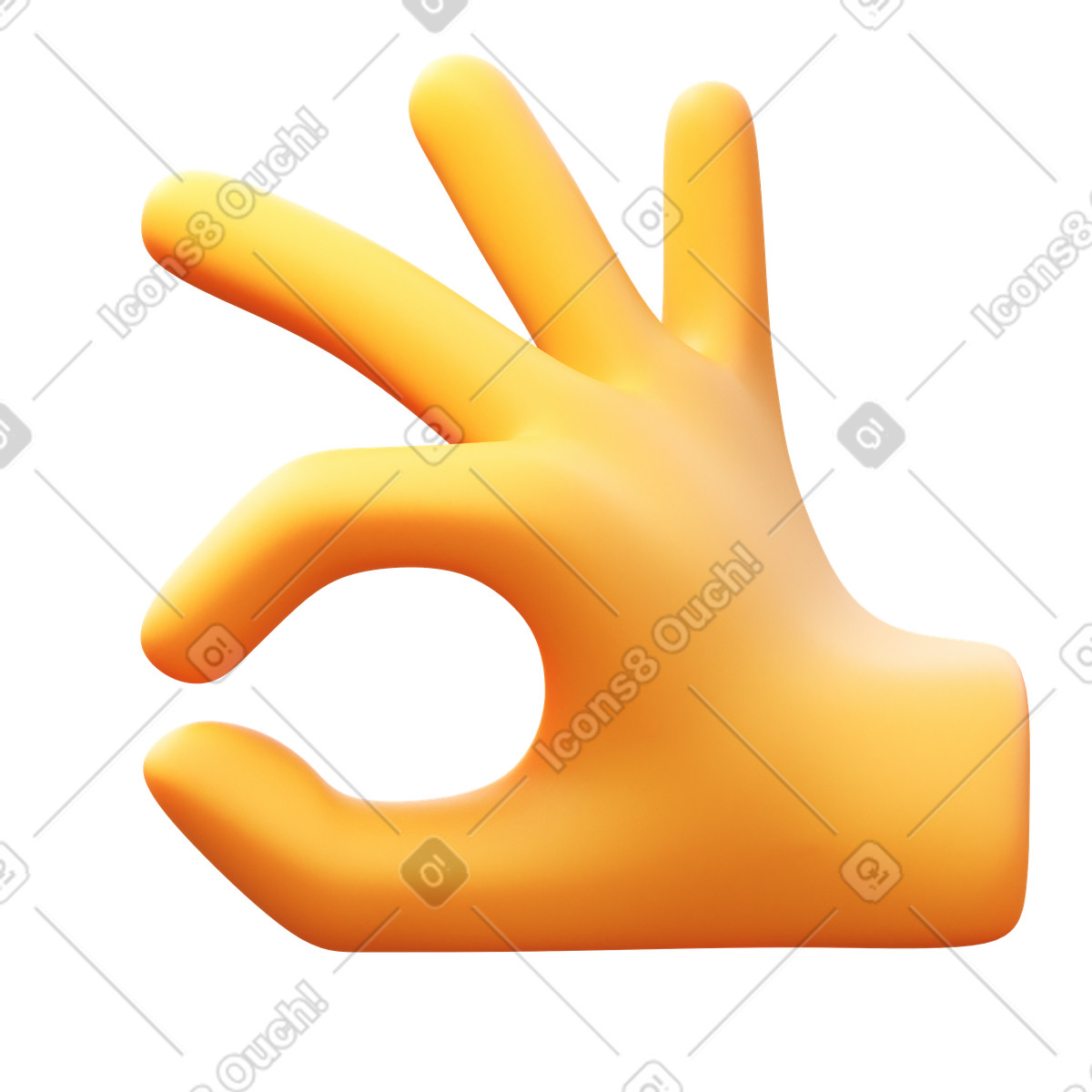 3D Fluency スタイルの Ok hand のアニメーションイラストをGIF、Lottie (JSON)、AEでダウンロード
