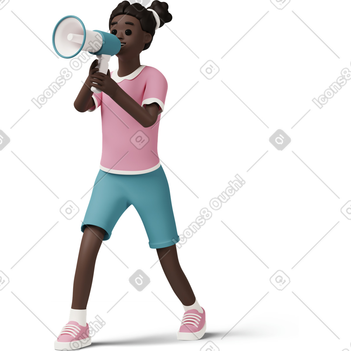 Ilustração de Girl screaming into megaphone em no estilo 3D Casual life para baixar em PNG, SVG