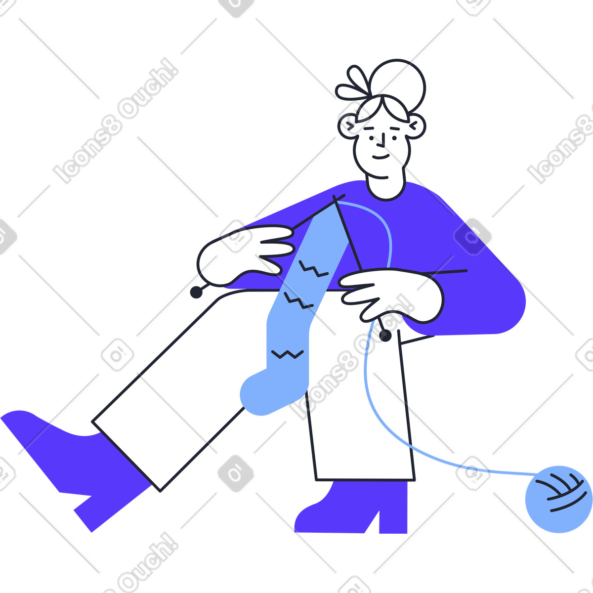 Ilustración Mujer tejiendo en estilo Pablita a descargar en PNG y SVG