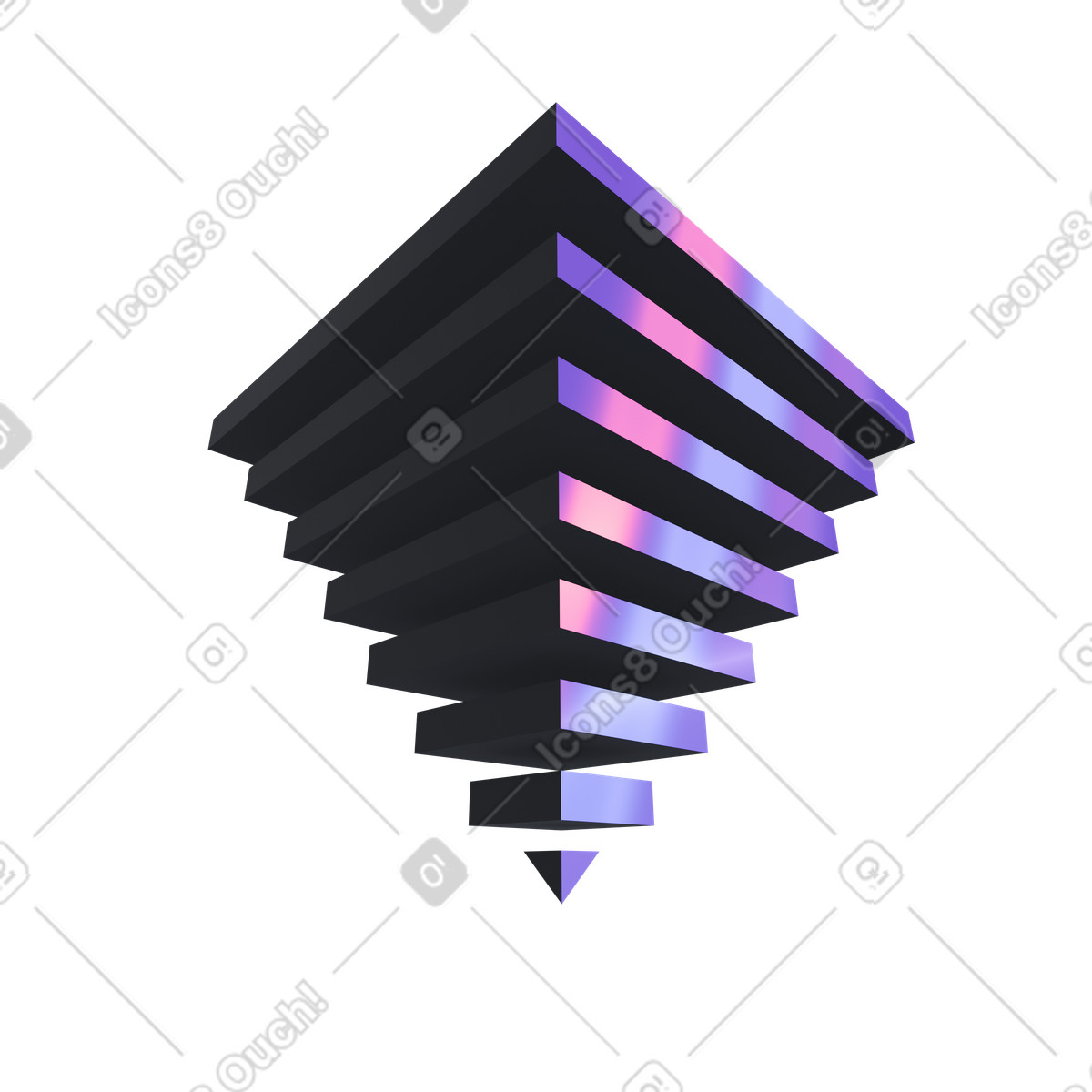 Abstract inverted pyramid with stacked levels illustrazione animata in stile 3D Illusion scaricabile in GIF, Lottie (JSON), AE