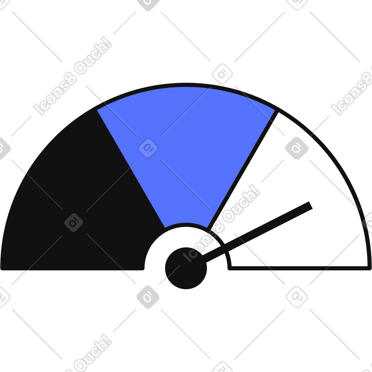 Ilustración Gauge chart with performance indicator level on semicircular dashboard scale en estilo Main a descargar en PNG y SVG
