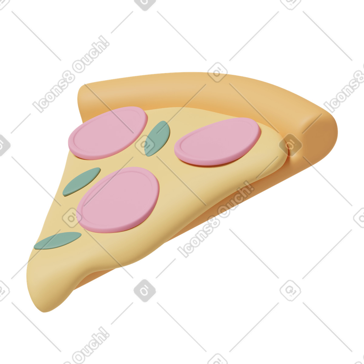 Pizza slice illustrazione in stile 3D Casual life scarica in PNG, SVG