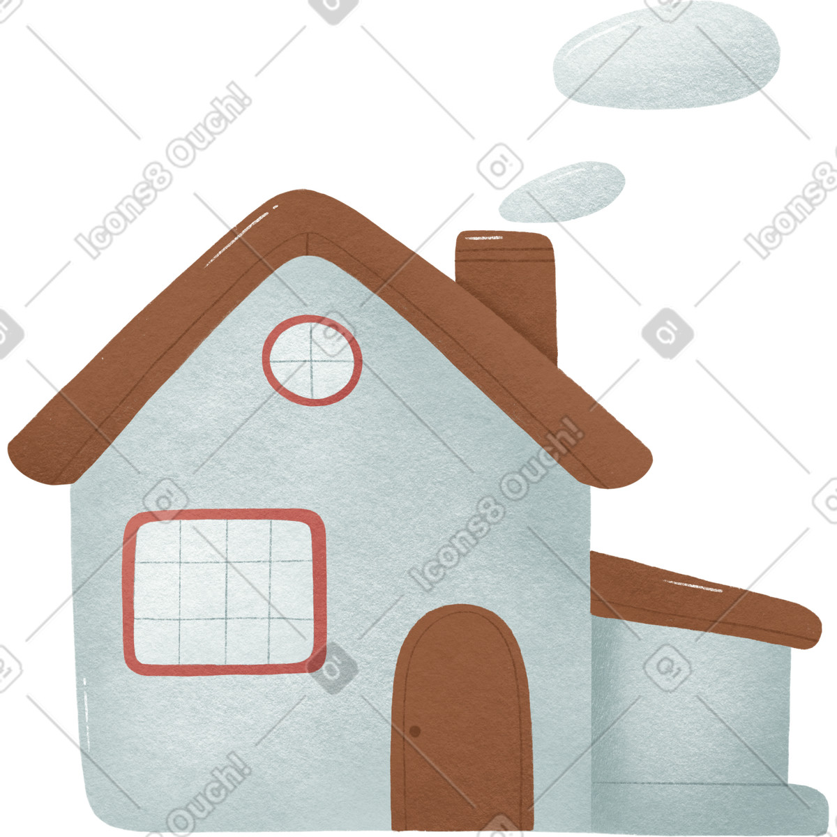 White house with a brown roof-Illustration im Woolly-Stil als Download in PNG, SVG