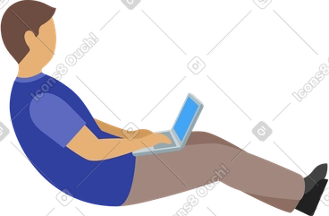 Man working with laptop PNG, SVG